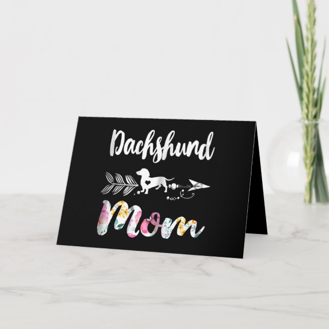 Carte Cadeau Chien | Maman Teckel Teckel Floral (Devant)