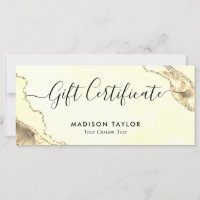 Carte cadeau Classic Yellow Gold Agate Certificate