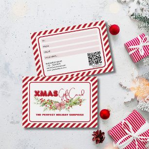 Carte Cadeau Classique Rouge Blanc Floral Berries