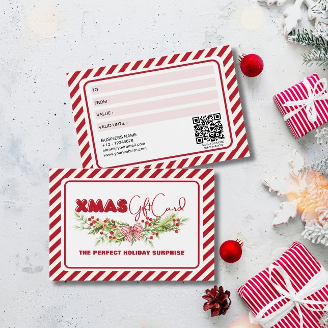 Carte Cadeau Classique Rouge Blanc Floral Berries  (Créateur téléchargé)