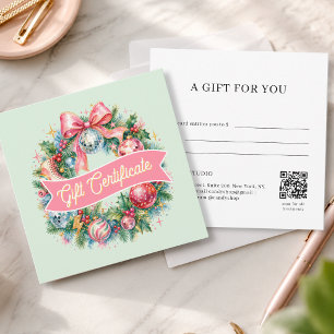 Carte Cadeau Code QR Couronne de Noël Rétro Disco