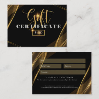 carte cadeau d'affaires 100 $