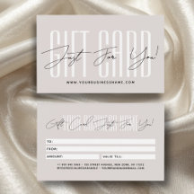 carte cadeau d'affaires typographie script moderne