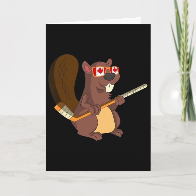 Carte Cadeau d'animal mignon canadien Castor Feuille d'é (Devant)