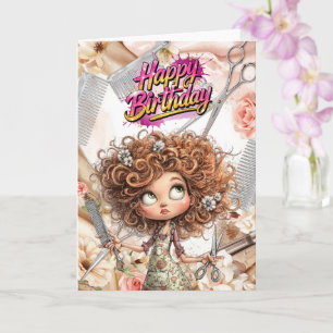 Carte Cadeau d'anniversaire de coiffeur avec des ciseaux