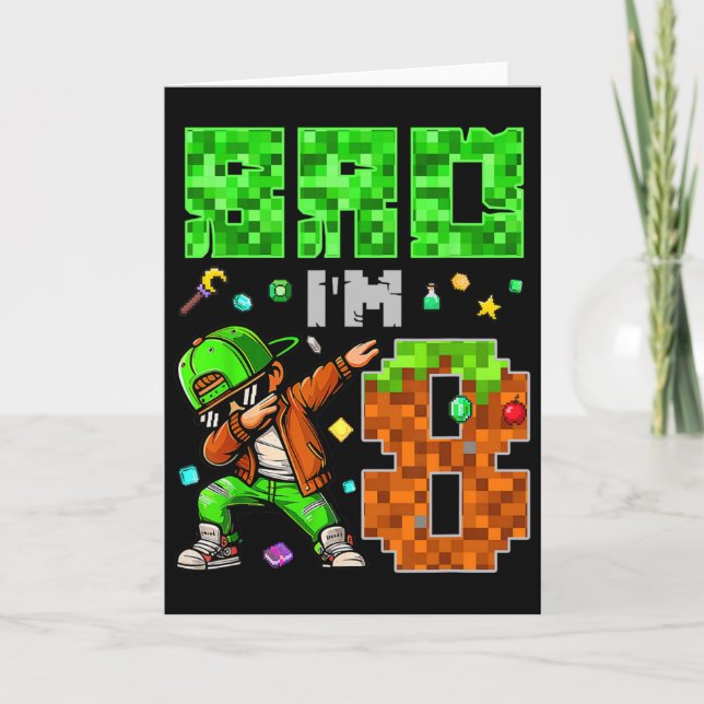 Carte Cadeau d'anniversaire de style Pixel Dab Gamer pou (Devant)