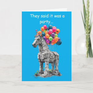 Carte Cadeau d'anniversaire drôle d'Humour Cheval de Tro
