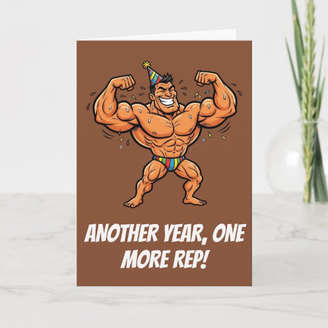 Carte Cadeau d'anniversaire drôle pour bodybuilder muscl (Devant)