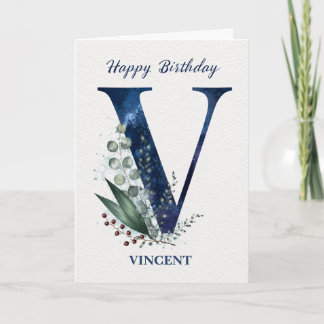 Carte Cadeau d'anniversaire Lettre V pour lui Nom person