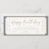 Carte cadeau d'anniversaire noir Baby sitting