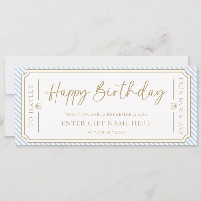Carte cadeau d'anniversaire Pale Blue Happy (Devant)