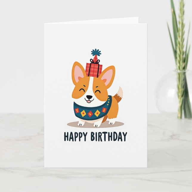 Carte Cadeau d'Anniversaire pour Chien Mignon (Devant)