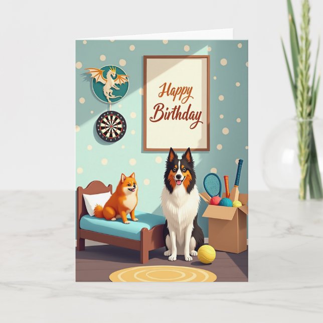 Carte cadeau d'anniversaire pour chiens joyeux (Devant)