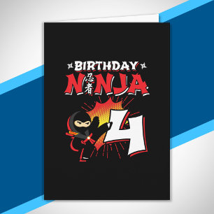 Carte Cadeau d'anniversaire pour enfants Ninja - 4 ans
