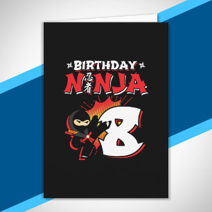 Carte Cadeau d'anniversaire pour enfants ninja - 8 ans