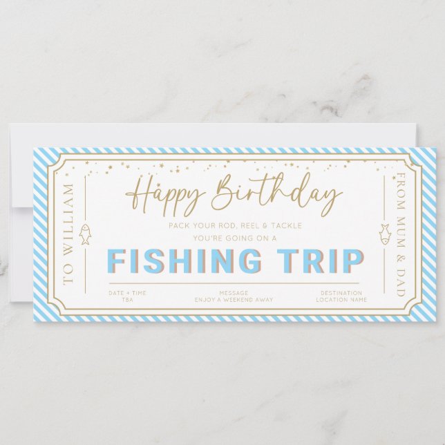 Carte cadeau d'anniversaire pour un voyage de pêch (Devant)