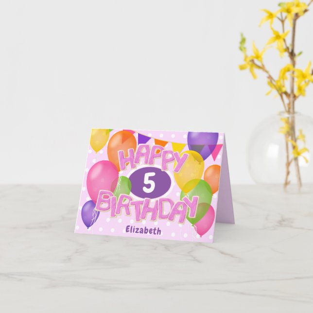 Carte cadeau d'anniversaire rose biscuits avec ballons (Fleur jaune)