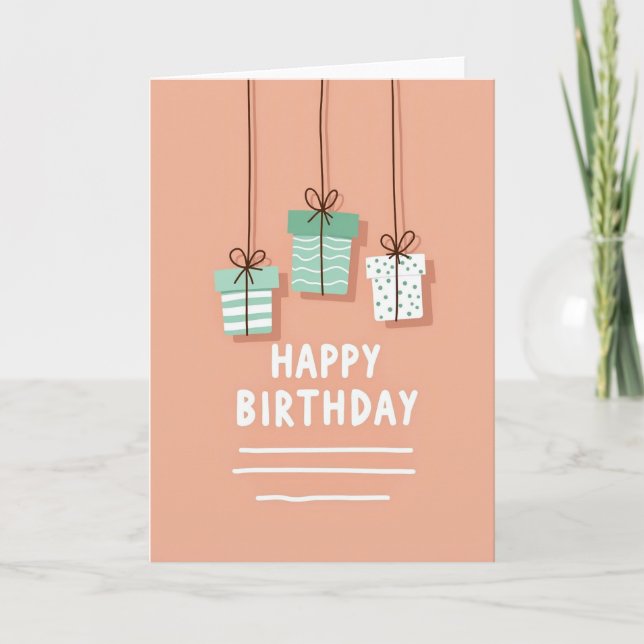 Carte cadeau d'anniversaire suspendue joyeuse (Devant)