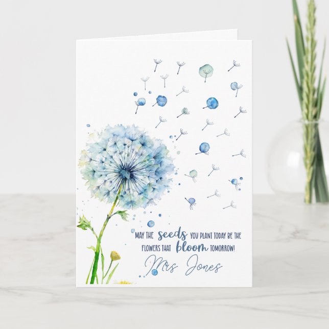 Carte cadeau d'appréciation de l'enseignant empreinte de (Devant)