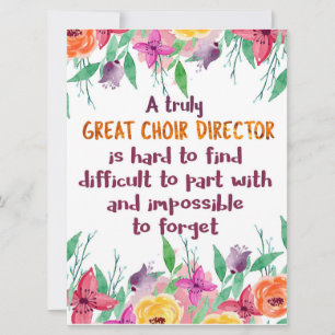 Carte Cadeau d'appréciation pour le directeur de la chor