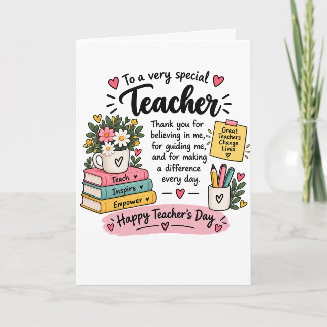 Carte Cadeau d'appréciation pour l'enseignant | Bonne fê (Devant)