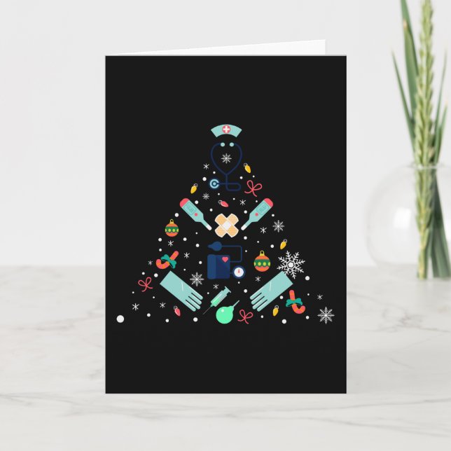 Carte Cadeau d'arbre de Noël médical, médecins et infirm (Devant)