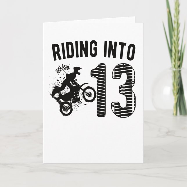 Carte Cadeau de 13e anniversaire moto tout-terrain pour  (Devant)