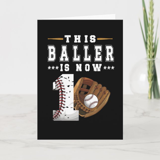Carte Cadeau de 1er anniversaire Joueur de baseball Garç (Devant)