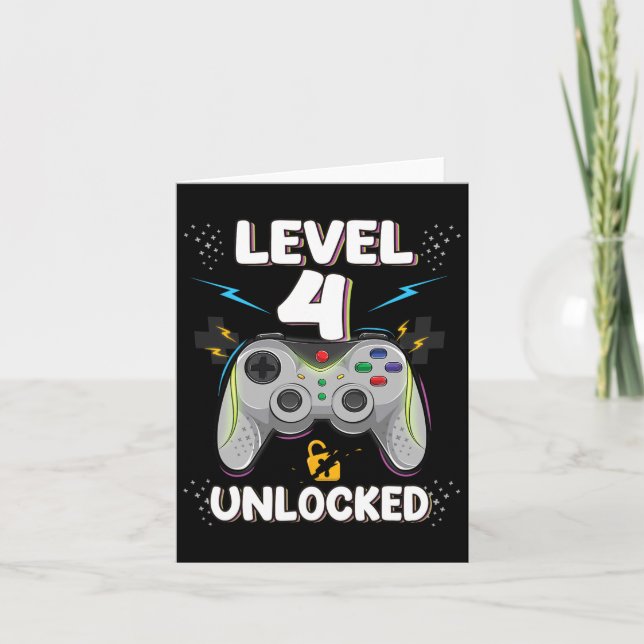 Carte Cadeau de 4 ans de jeu vidéo débloqué pour garçons (Devant)