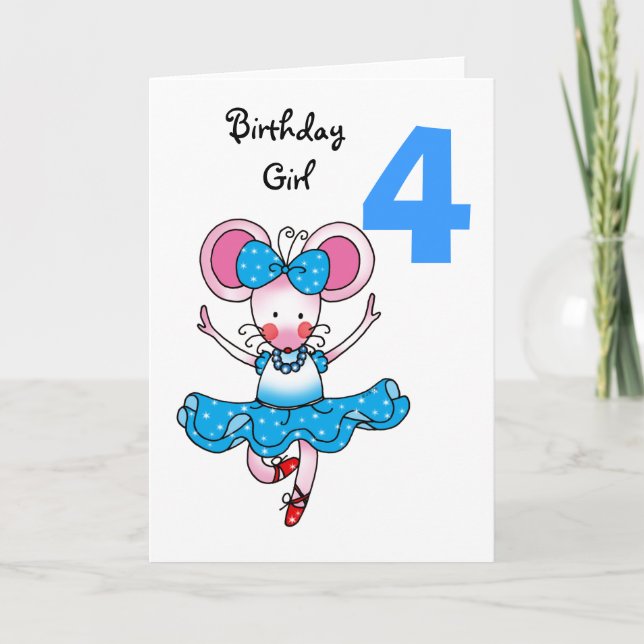 Carte Cadeau de 4e anniversaire pour une fille, ballerin (Devant)