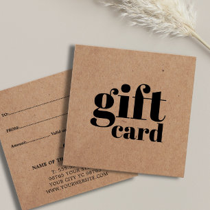 Carte cadeau de beauté Kraft imprimé simple