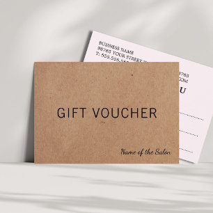 Carte cadeau de beauté Rose Kraft simple et élégan