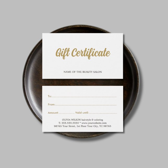 Carte cadeau de beauté simple élégante blanche fau (Créateur téléchargé)
