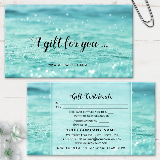 Carte Cadeau de Beauté Water Sparkles Spa (Créateur téléchargé)
