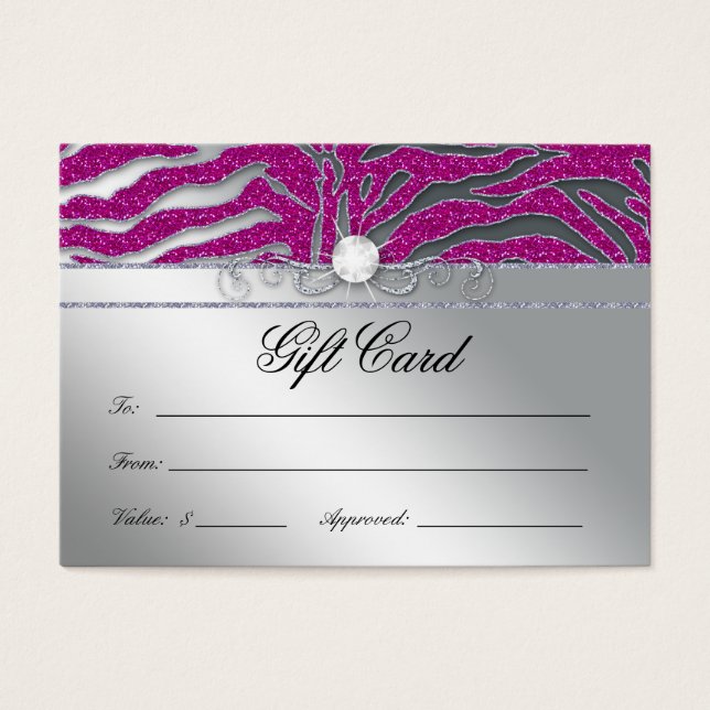 Carte cadeau de bijoux luxe Zebra rose étincelle e (Devant)