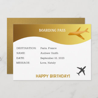 Carte-cadeau de billet d'anniversaire surprise