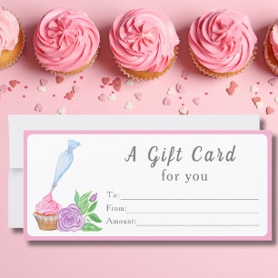 Carte-cadeau de boulangerie Cupcake au glaçage aqu
