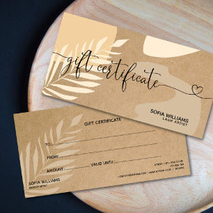 Carte cadeau de certificat abstrait moderne