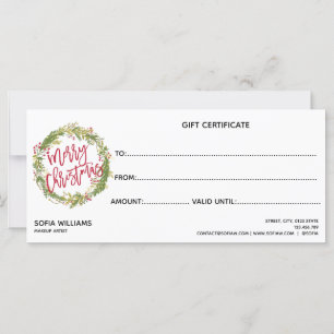 Carte cadeau de certificat de Noël Ajouter un logo