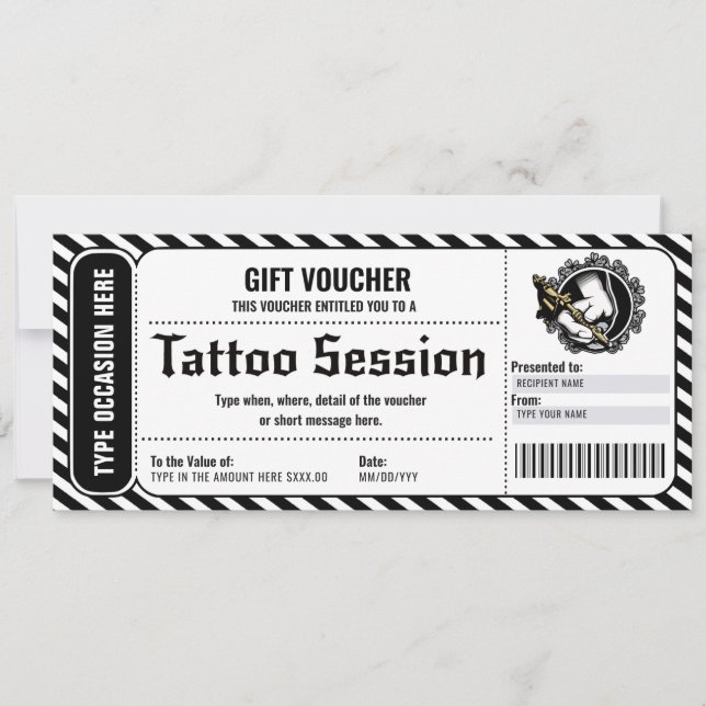 Carte cadeau de certificat de tatouage personnel (Devant)