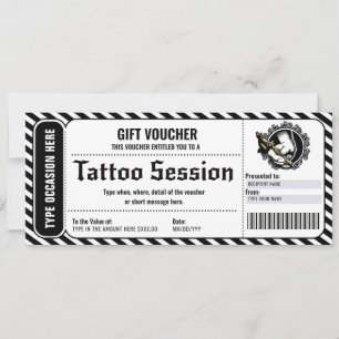 Carte cadeau de certificat de tatouage personnel