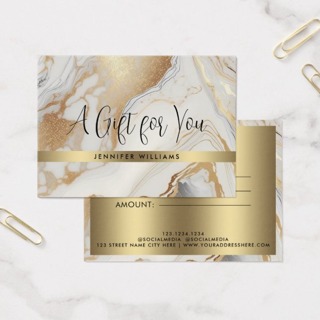 Carte cadeau de certificat en or blanc moderne (Bureau)