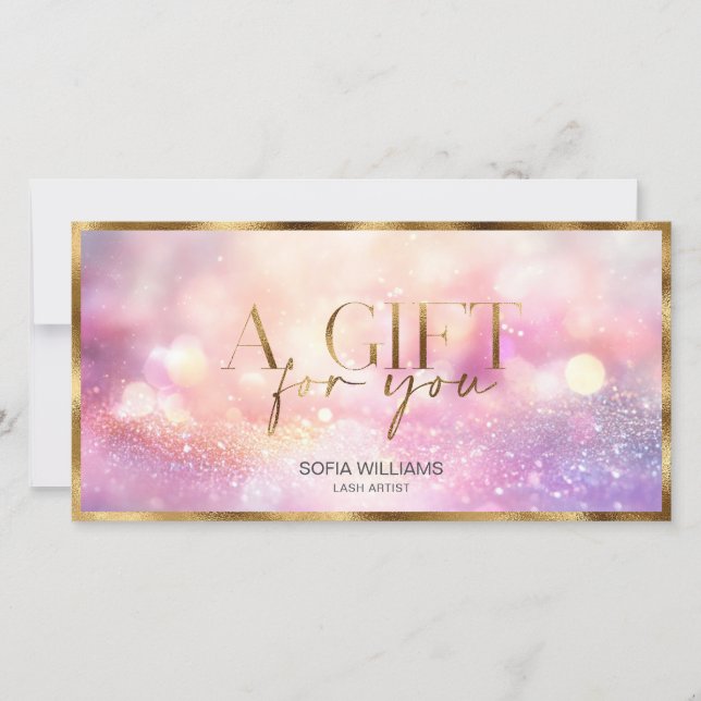 Carte cadeau de certificat rose Parties scintillan (Devant)