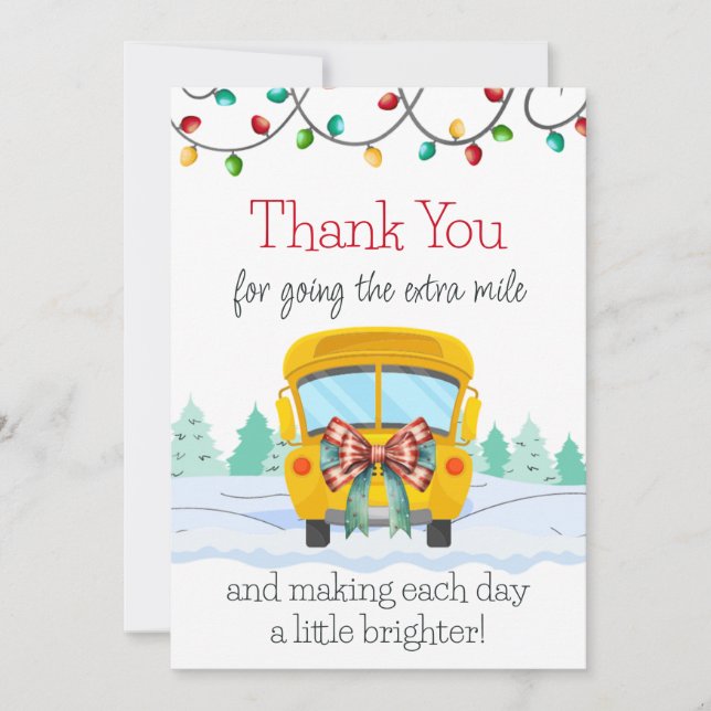 Carte cadeau de conducteur de bus de Noël Merci mi (Devant)