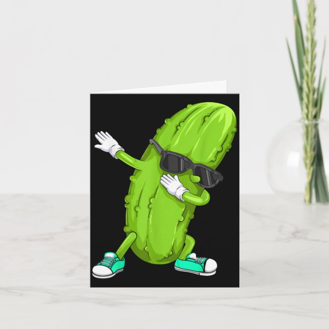 Carte Cadeau de cornichon drôle qui fait dab _ Concombre (Devant)