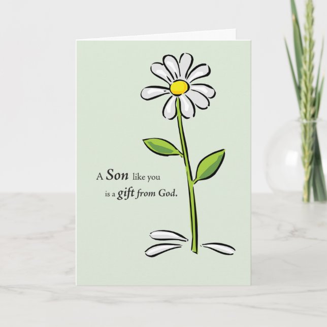 Carte Cadeau de Dieu Fête avec Daisy sur fond vert (Devant)