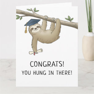 Carte Cadeau de fin d'études drôle de paresseux mignon