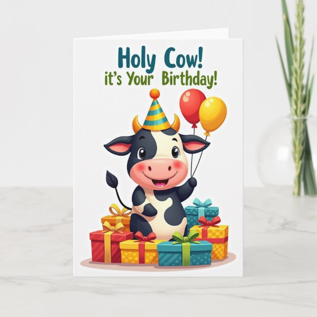 Carte Cadeau de Joyeux Anniversaire Vache (Devant)