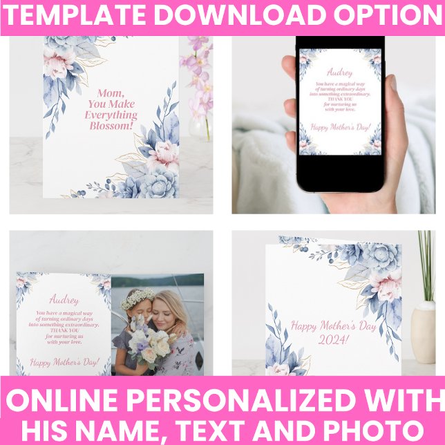 Carte Cadeau de la fête des mères floral aquarelle éléga (Elegant Watercolor Floral Mother's Day Keepsake Card)