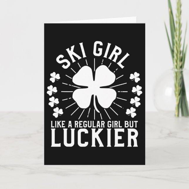 Carte Cadeau de la fille de ski de la Saint-Patrick  (Devant)